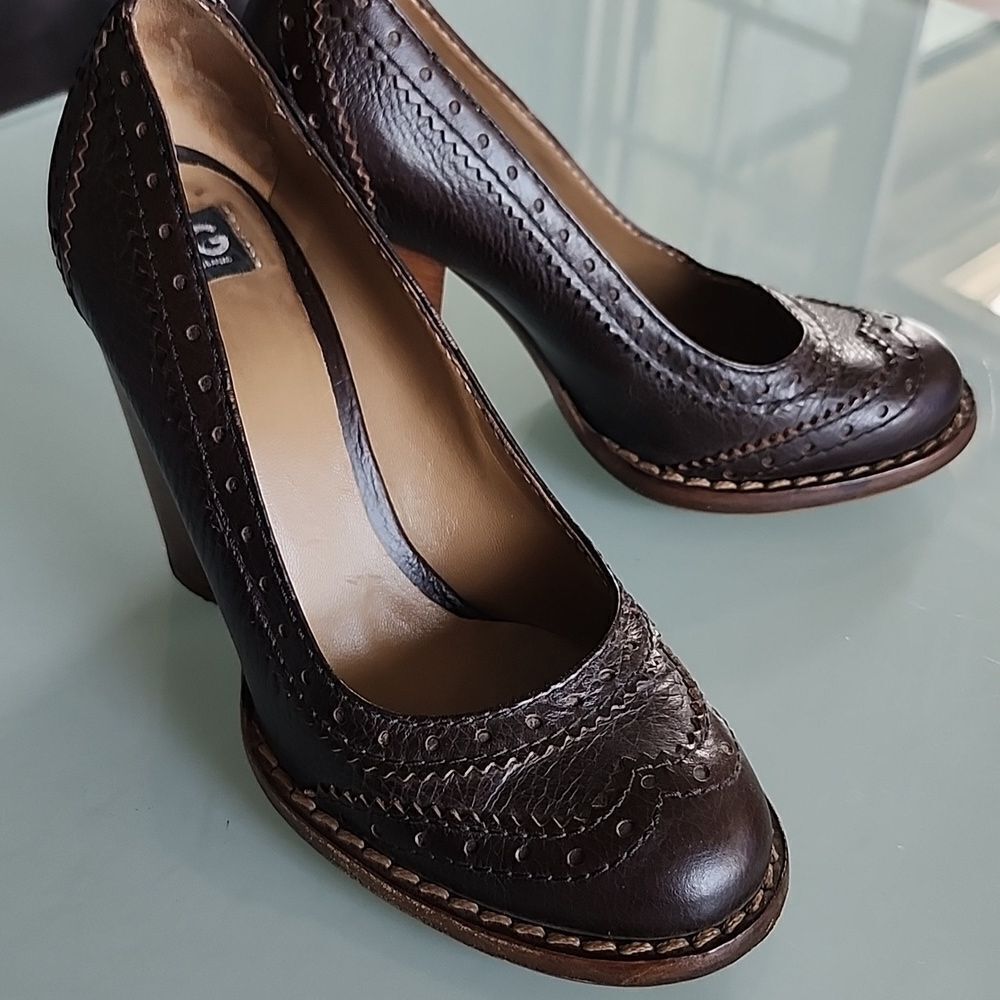 D&G Brogue Leather Oxford Retro‎ '90s Y2K Academia Stacked Heels Size 36 US6